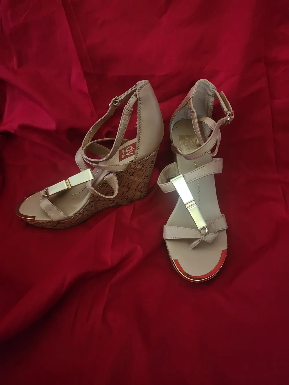 DV Dolce Vita Beige Cork Wedge Sandals - Women